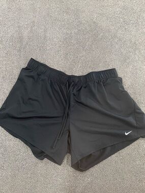 Nike Black Women's DriFit Athletic Shorts with White Swoosh